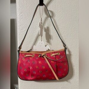 Y2K Dooney & Bourke Pink Multicolor Monogram Shoulder Bag with Rainbow Zipper
